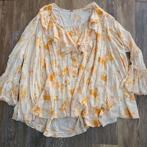 Free People Loretta Peasant Floral Top Womens Size Small